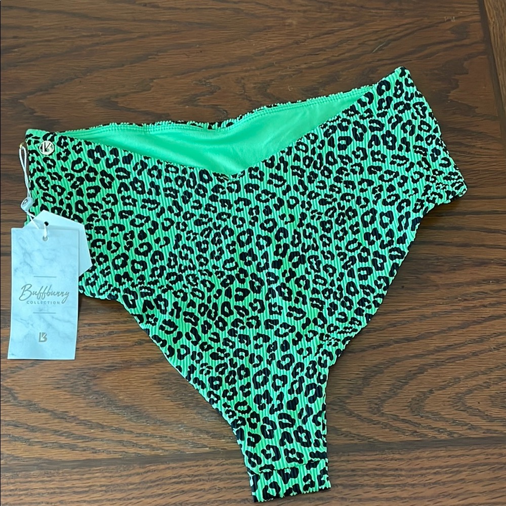 BuffBunny Vibrant Green Animal Print Bikini Bottom
